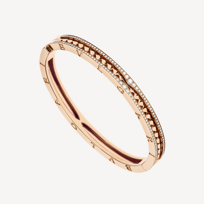 [Moco]ZERO 1 SPIRAL AND PAVED DIAMOND PINK GOLD BRACELET