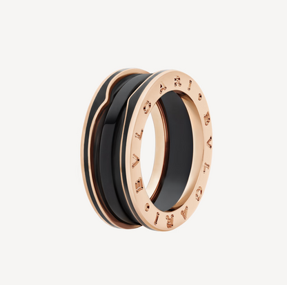 [Moco]ZERO 1 TWO-BAND WITH MATTE BLACK CERAMIC PINK GOLD RING