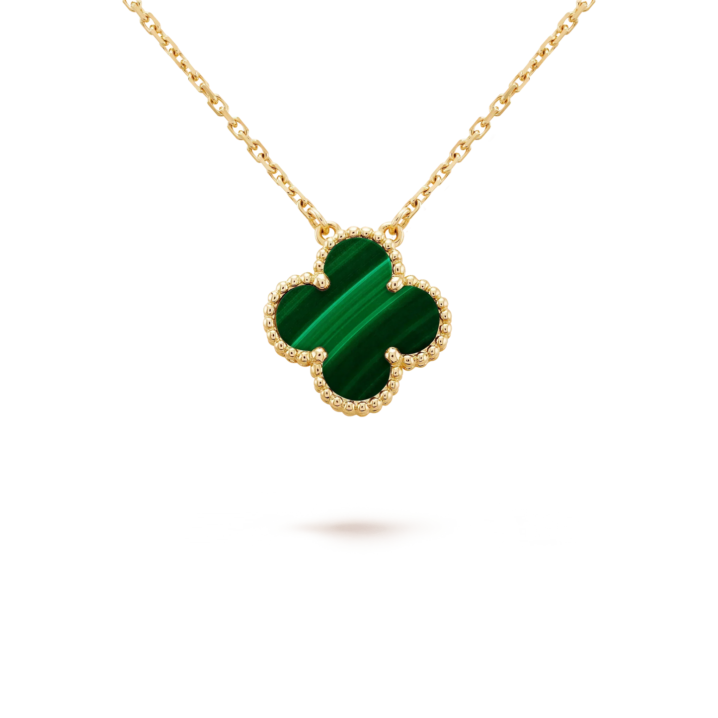 [Moco]CLOVER 15MM MALACHITE SINGLE FLOWER  NECKLACE