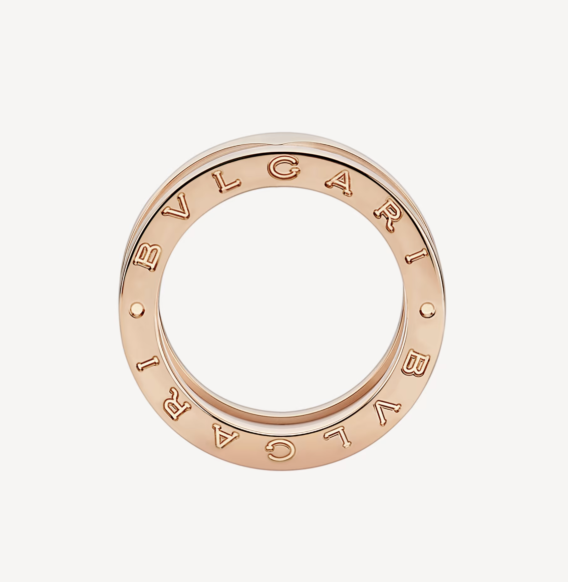 [Moco]ZERO 1 TWO-BAND LOOPS AND WHITE CERAMIC SPIRAL PINK GOLD RING