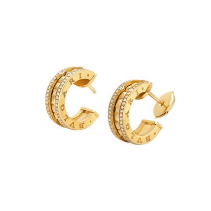 [Moco]ZERO 1 ROCK GOLD EARRINGS WITH STUDDED SPIRAL AND PAVED DIAMONDS