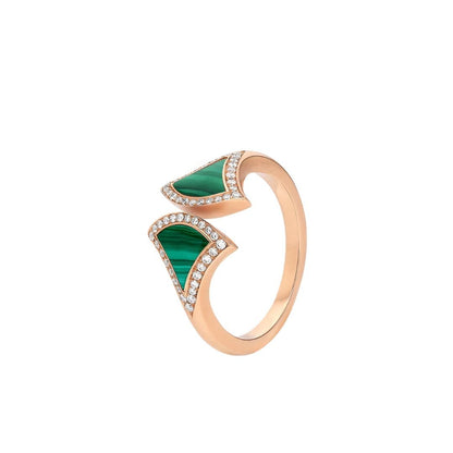 [Moco]DREAM MALACHITE DIAMOND OPEN RING