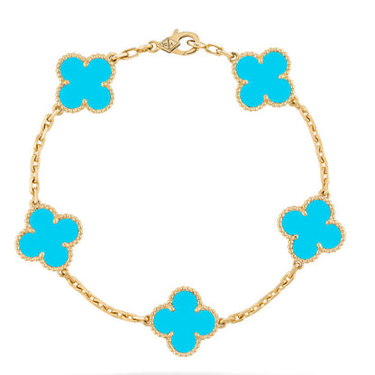 [Moco]CLOVER 5 MOTIFS TURQUOISE BRACELET