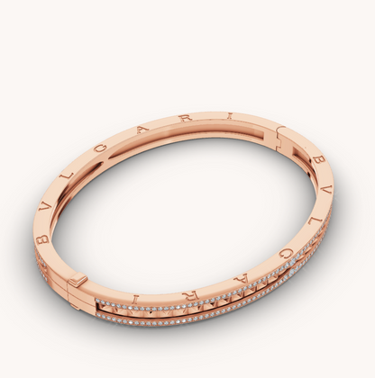 [Moco]ZERO 1 SPIRAL AND PAVED DIAMOND PINK GOLD BRACELET