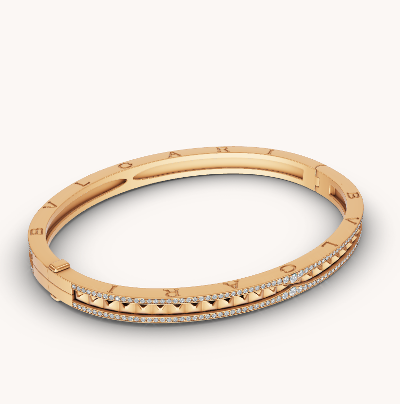 [Moco]ZERO 1 SPIRAL AND PAVED DIAMOND GOLD BRACELET