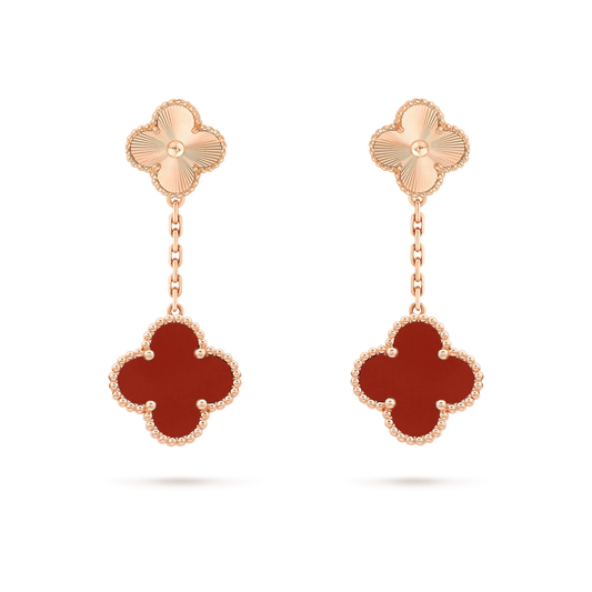 [Moco]CLOVER 2 MOTIF  LASER CARNELIAN EARRINGS