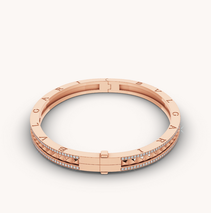 [Moco]ZERO 1 SPIRAL AND PAVED DIAMOND PINK GOLD BRACELET