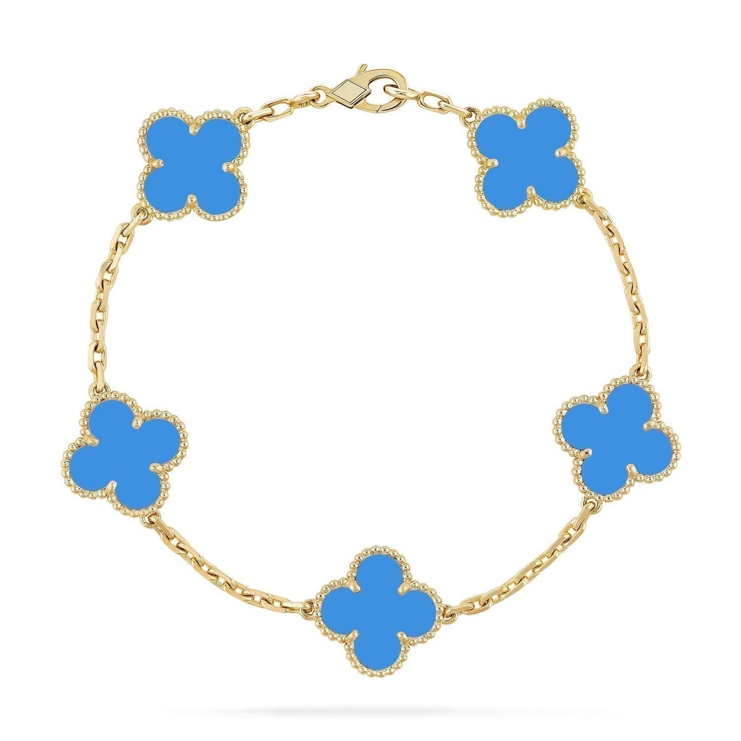 [Moco]CLOVER 5 MOTIFS BLUE AGATE BRACELET