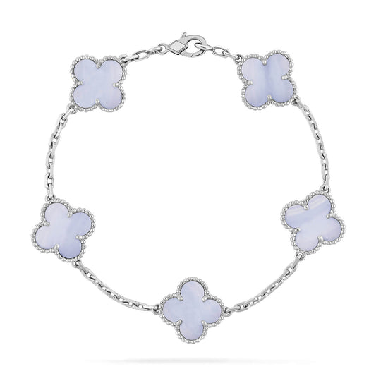 [Moco]CLOVER  5 MOTIF PURPLE CHALCEDONY BRACELET SILVER