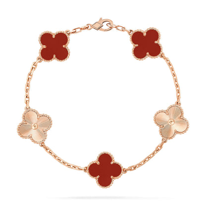 [Moco]CLOVER  5 MOTIFS CARNELIAN GOLD BRACELET