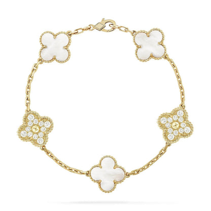 [Moco]CLOVER BRACELET 5 MOTIF WHITE MOP DIAMOND