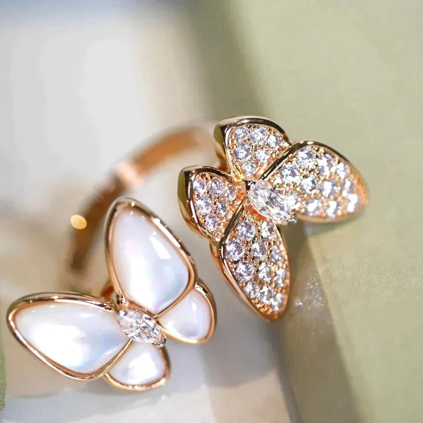 [Moco]TWIN BUTTERFLY DIAMOND MOP RING