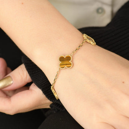 [Moco]CLOVER  5 MOTIFS TIGER EYE BRACELET