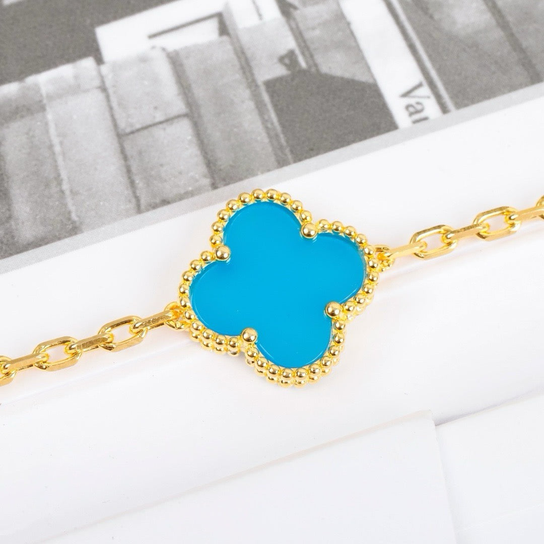 [Moco]CLOVER 5 MOTIFS TURQUOISE BRACELET