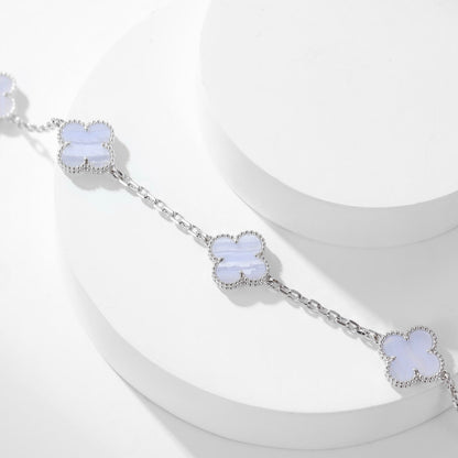 [ROYAL]CLOVERS THE  10-MOTIFS PURPLE CHALCEDONY NECKLACE