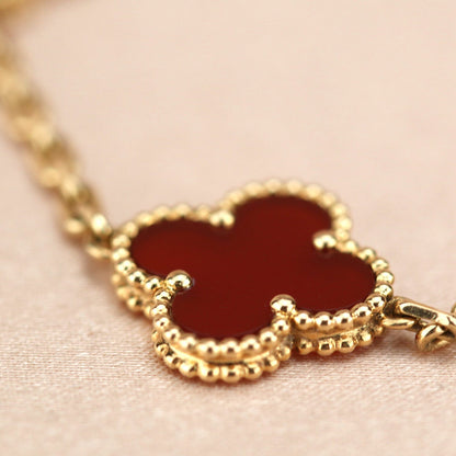 [Moco]CLOVER 5 MOTIFS RED AGATE  BRACELET