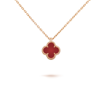 [Moco]CLOVER MINI 9.5MM WHITE CARNELIANS NECKLACE