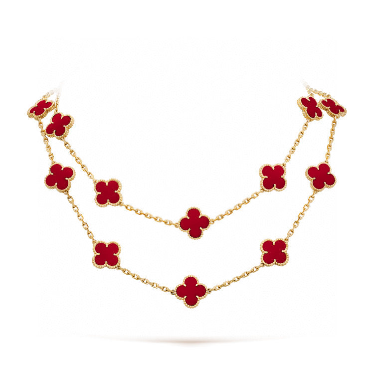 [Moco]CLOVER 20 MOTIFS CARNELIAN NECKLACE