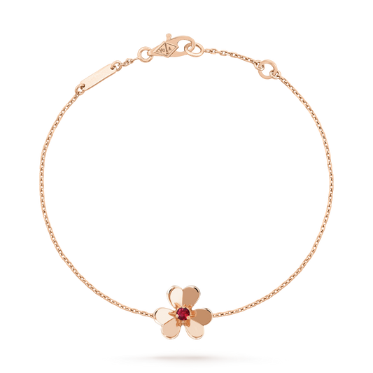 [Moco]FRIVOLE GOLD FLOWER PINK MALACHITE BRACELET