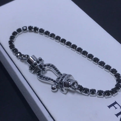 [Moco]FORCE  LARGE HORSESHOE FULL DIAMOND TENNIS BRACELET