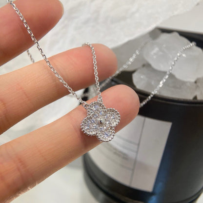 [Moco]CLOVER 15MM DIAMOND SINGLE FLOWER NECKLACE