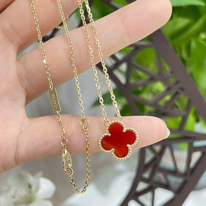 [Moco]CLOVER 15MM CARNELIAN SINGLE FLOWER NECKLACE