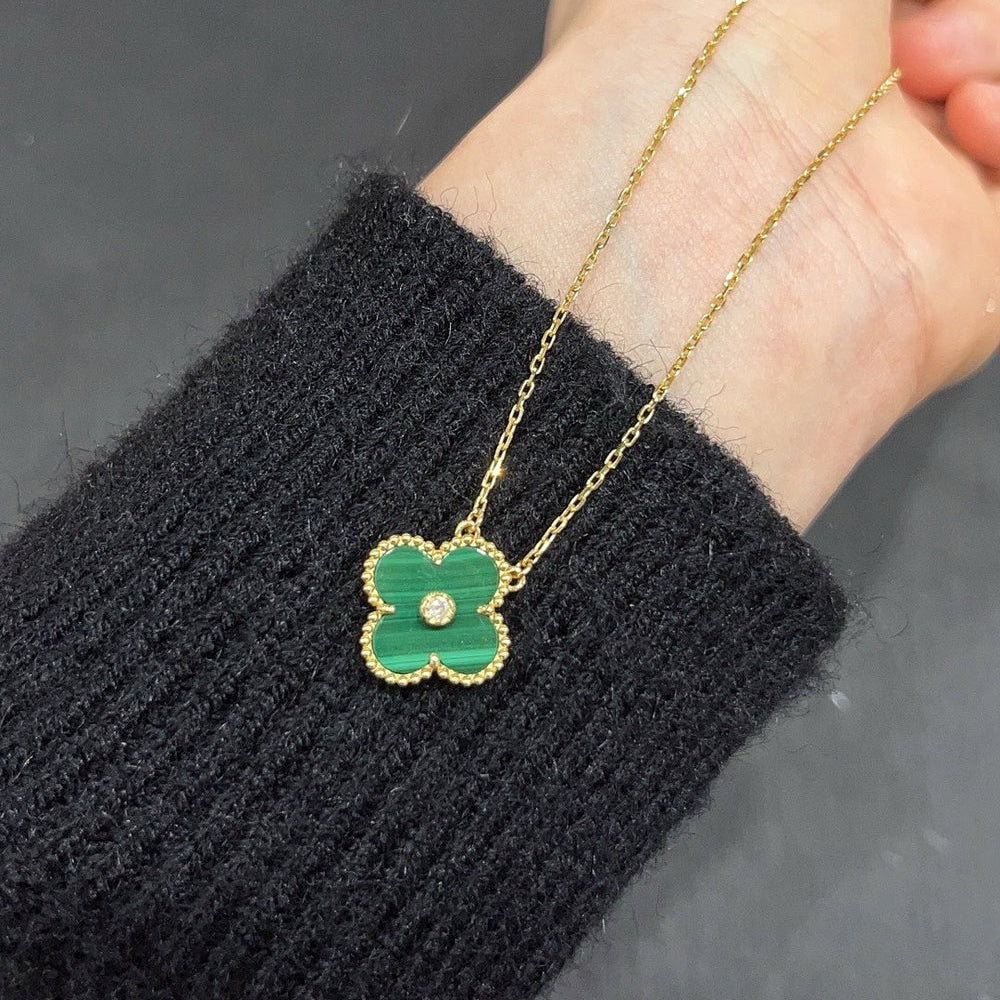 [Moco]CLOVER 15MM DIAMOND TURQUOISE NECKLACE