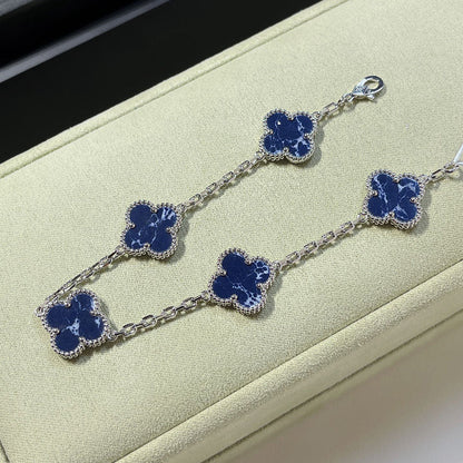 [Moco]CLOVER 5 MOTIF PIETERSITE SILVER BRACELET