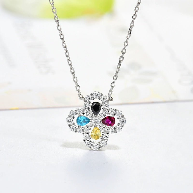 [Moco]LOOP NECKLACE FULL MOTIF DIAMOND 16MM MULTIPLE COLORS