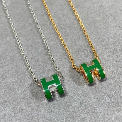 [Moco]POP H GREEN NECKLACE SILVER AND GOLD