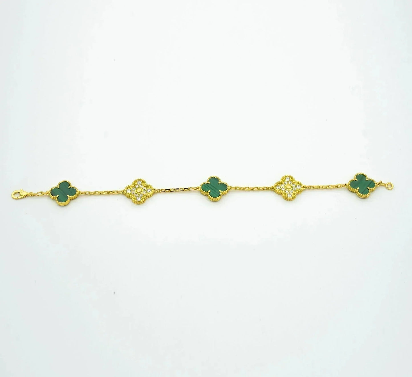 [Moco]CLOVER  5 MOTIF MALACHITE DIAMOND BRACELET