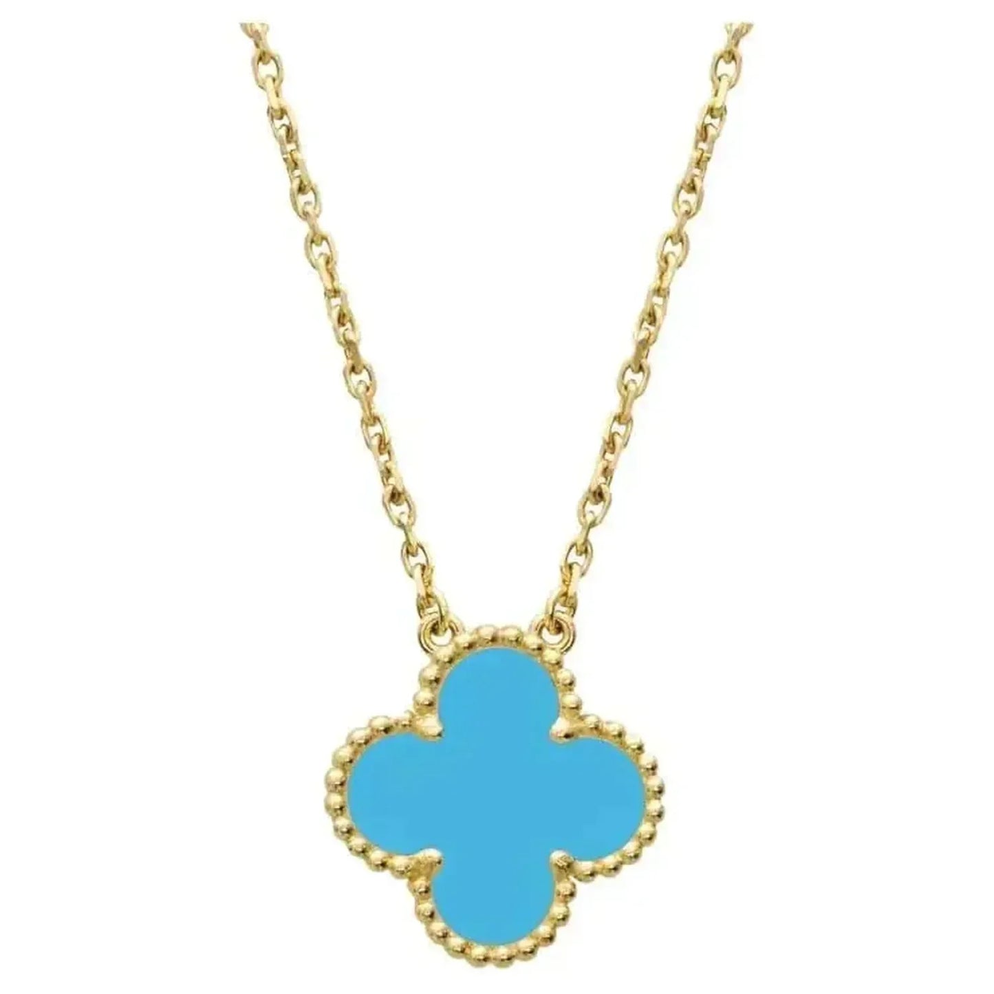 [Moco]CLOVER 15MM VINTAGE TURQUOISE NECKLACE