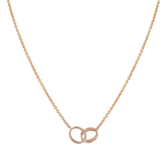 [Moco]LOVE NECKLACE DOUBLE RING PINK GOLD