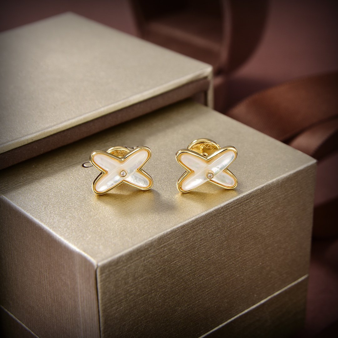 [Moco]JEUX DE WHITE MOP GOLD DIAMOND EARRINGS