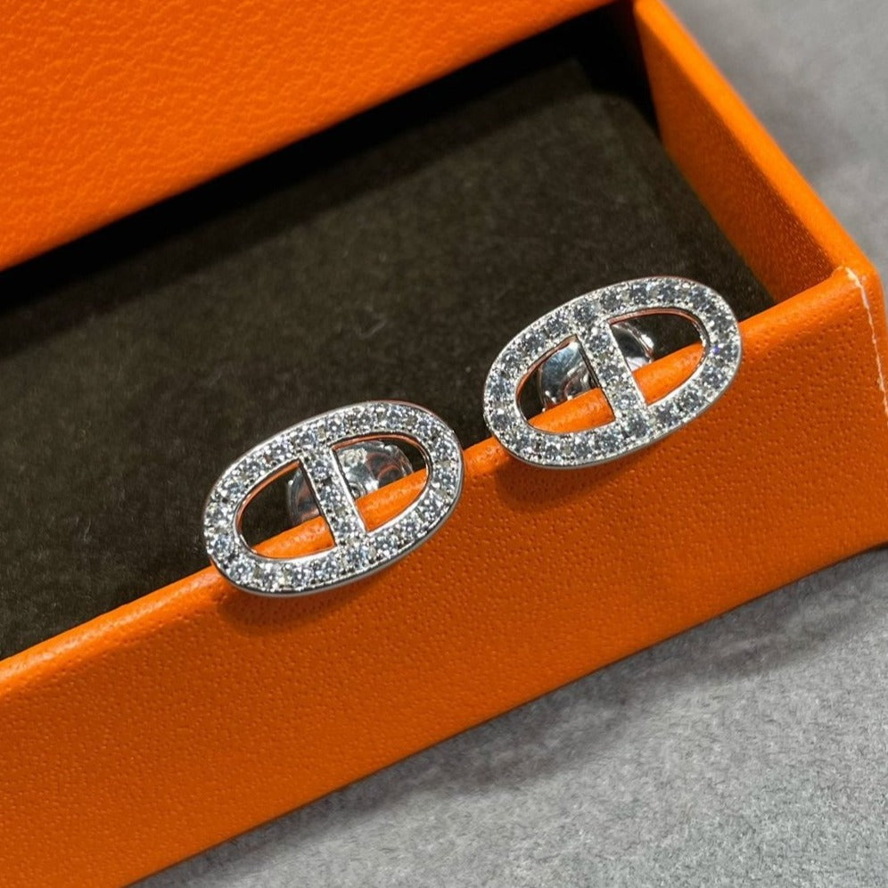 [Moco]HM FULL DIAMOND PIG NOSE STUD EARRINGS