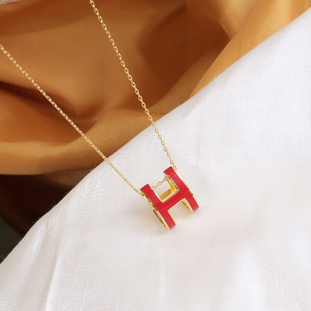 [Moco]HM CLIC RED ENAMEL GOLD NECKLACE