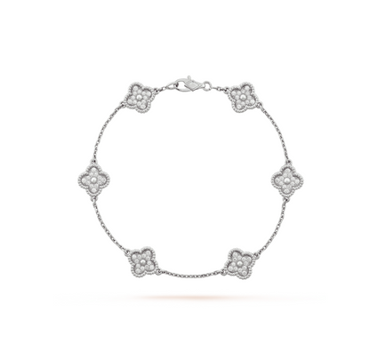 [Moco]CLOVER 6 MOTIF SILVER DIAMOND BRACELET