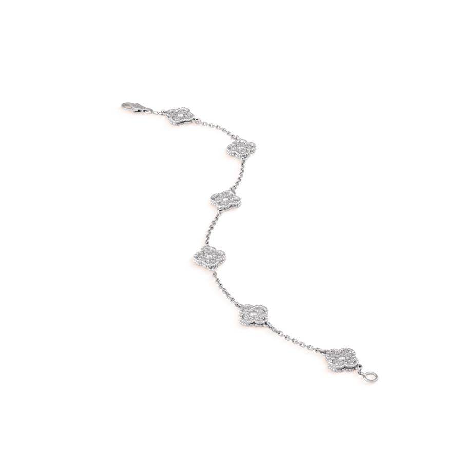 [Moco]CLOVER 6 MOTIF SILVER DIAMOND BRACELET