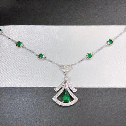 [Moco]DREAM NECKLACE MALACHITE DIAMOND SILVER