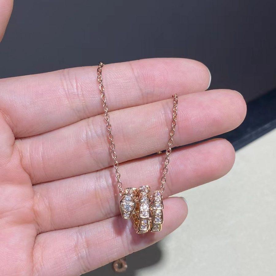 [Moco]SERPENTI PINK GOLD NECKLACE DOUBLE RING DIAMOND