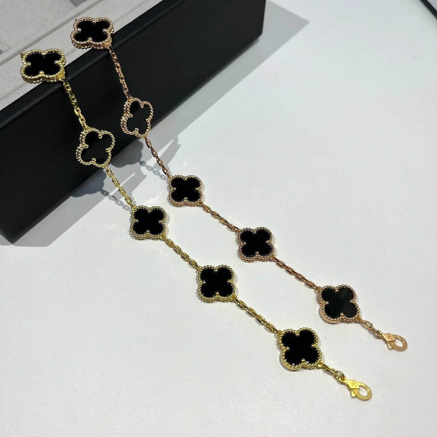 [Moco]CLOVER  5 MOTIFS BLACK ONYX BRACELET