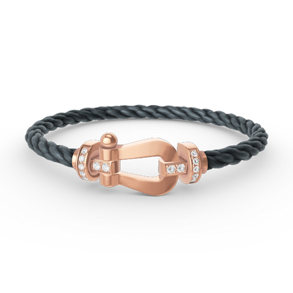 [Moco]FORCE LARGE HORSESHOE HALF DIAMOND BRACELET ROSE GOLD