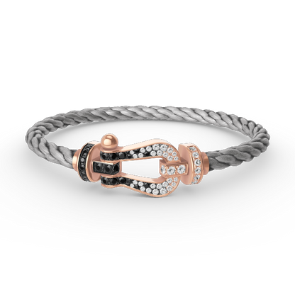 [Moco]FORCE LARGE HORSESHOE BLACK WHITE DIAMOND BRACELET ROSE GOLD