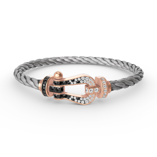 [Moco]FORCE LARGE HORSESHOE BLACK WHITE DIAMOND BRACELET ROSE GOLD