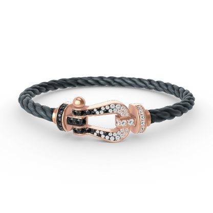 [Moco]FORCE LARGE HORSESHOE BLACK WHITE DIAMOND BRACELET ROSE GOLD