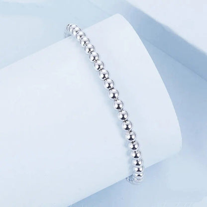 Bead Ball Bracelet Stretchable Elastic White Gold