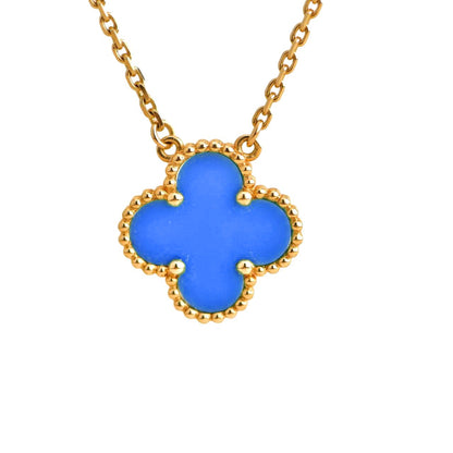 [Moco]CLOVER 15MM BLUE AGATE NECKLACE