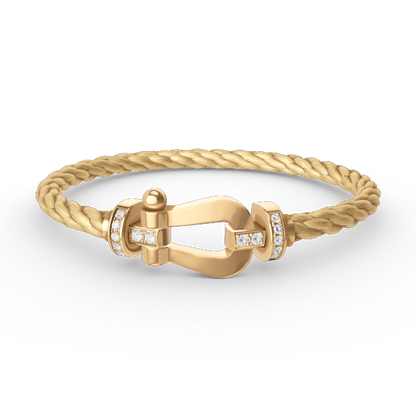 [Moco]FORCE LARGE HORSESHOE HALF DIAMOND BRACELET GOLD