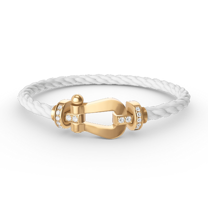 [Moco]FORCE LARGE HORSESHOE HALF DIAMOND BRACELET GOLD