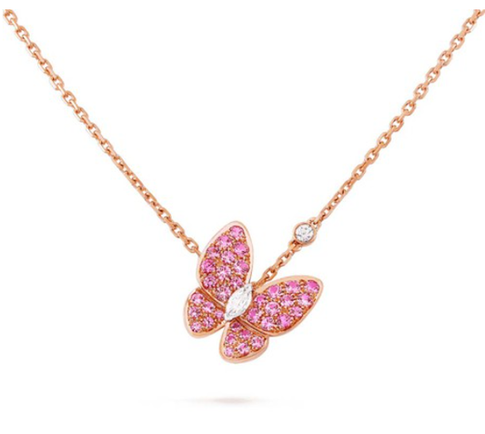 [Moco]BUTTERFLY RED DIAMOND ROSE GOLD NECKLACE